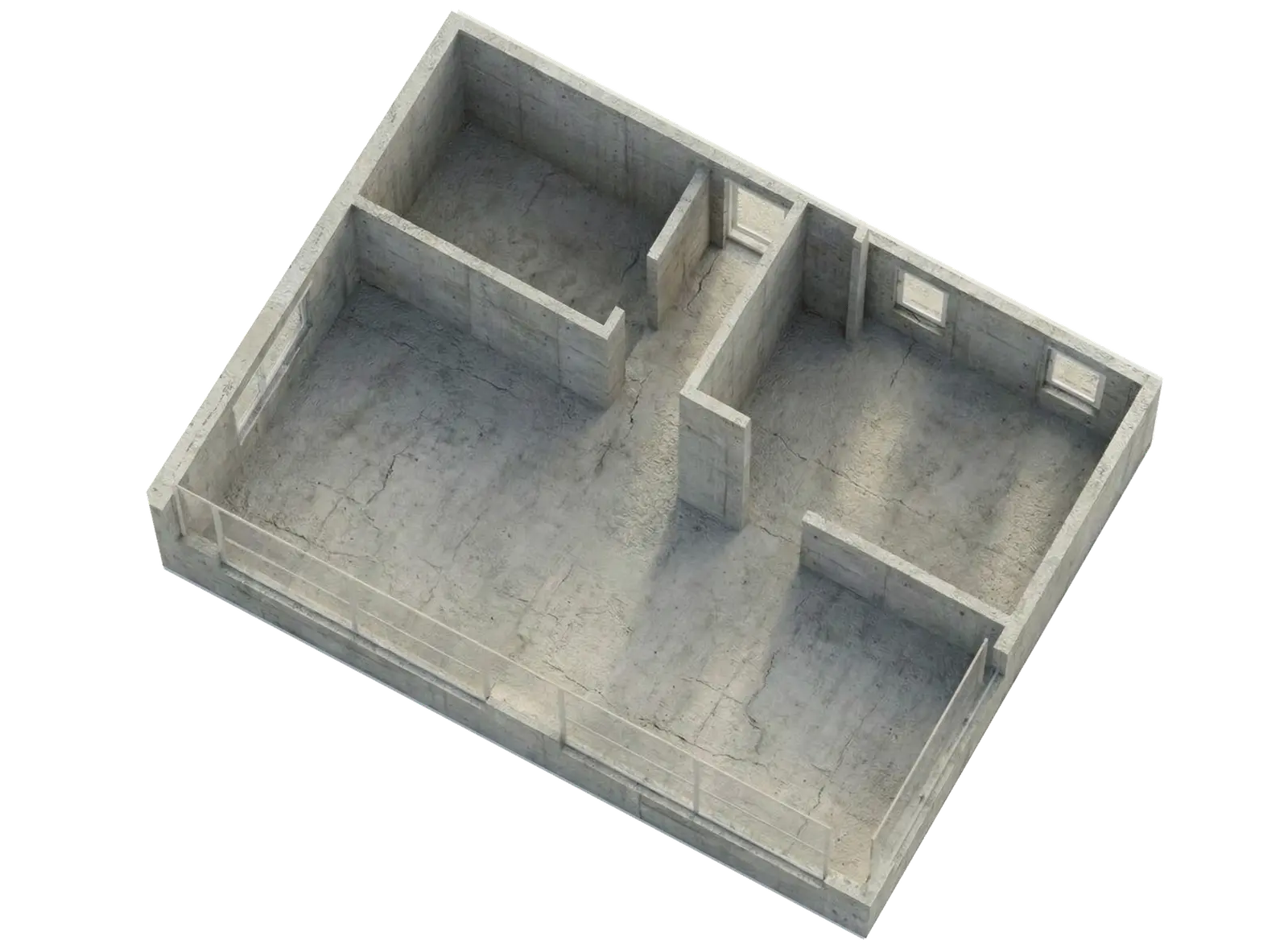 3D visualization of an open-plan living room